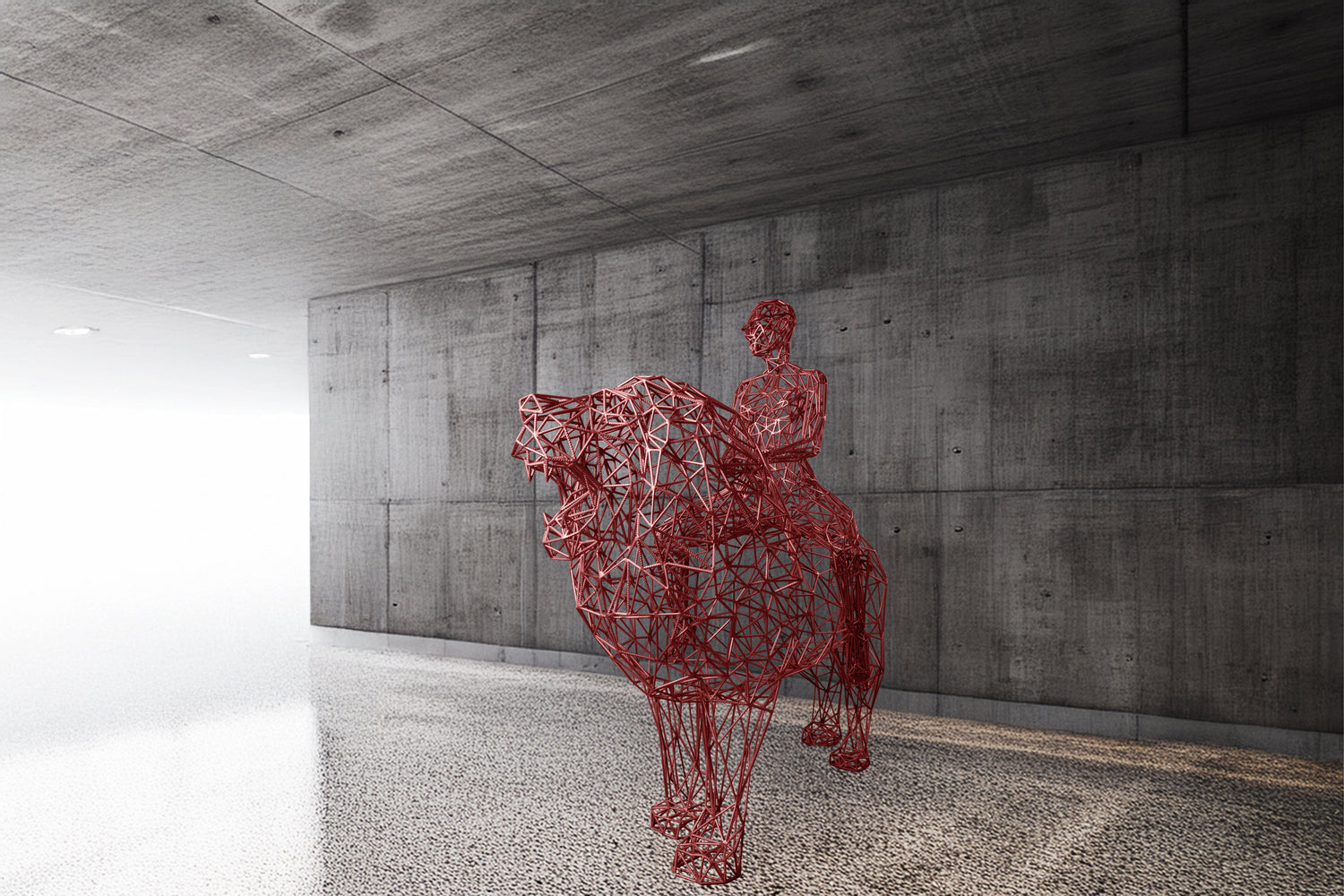 Athena - Woman on Lion Sculpture